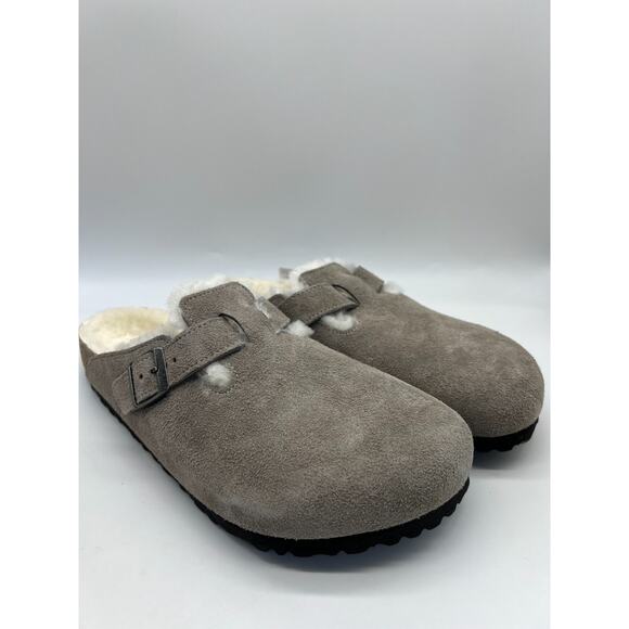 Birkenstock Boston Shearling Stone Coin Suede Leather Men's Size 12 New - Picture 11 of 16